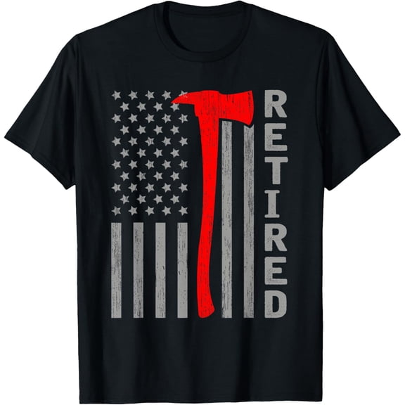 Playful Comfort Tee - Funny Retired Firefighter USA Flag Fireman Retirement Outfit T-Shirt