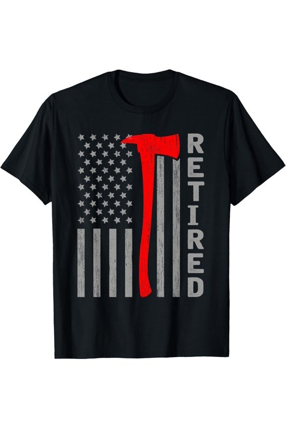 Playful Comfort Tee - Funny Retired Firefighter USA Flag Fireman Retirement Outfit T-Shirt