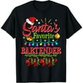 thumbnail image 1 of Playful Comfort Tee - Funny Santa's Favorite Bartender Christmas Santa Hat Light T-Shirt, 1 of 4
