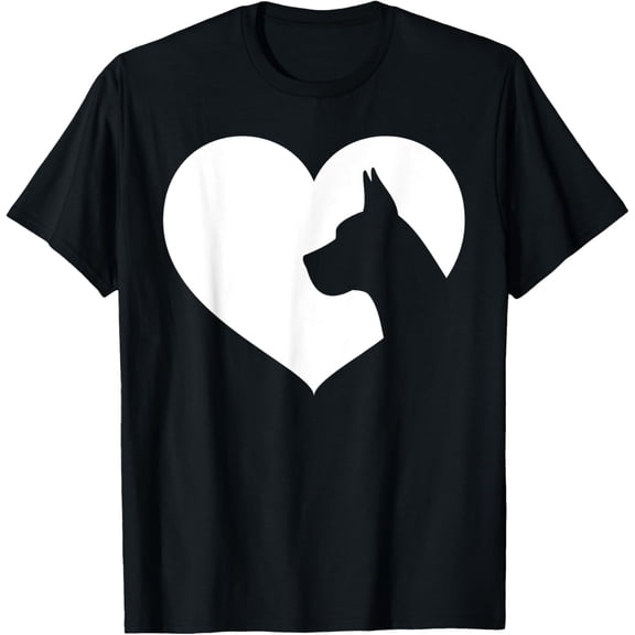 Playful Comfort Tee - Great Dane Dog Heart Silhouette - Great Dane T-Shirt for Men Women Girls Kids