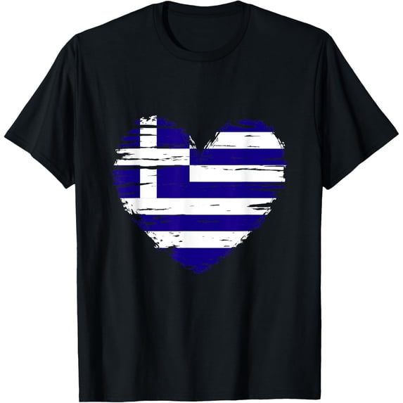 Playful Comfort Tee - Greece Heart Greek Flag Greek Pride T-Shirt