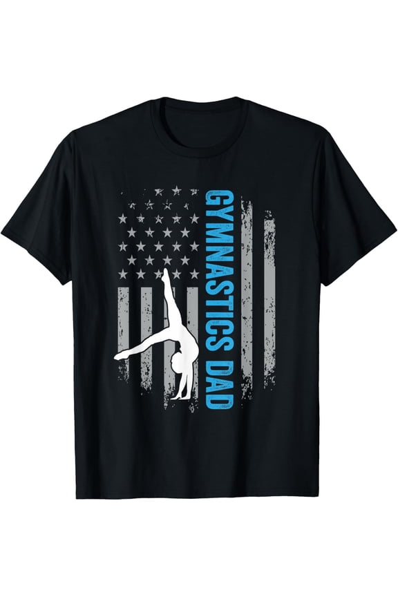 Playful Comfort Tee - Gymnastics Dad Gymnast Father Parent American Flag Sports Women Men T-Shirt