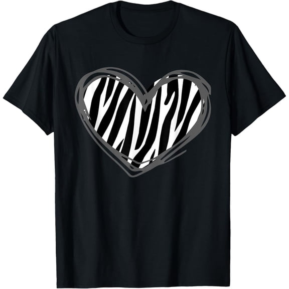 Playful Comfort Tee - Heart Zebra Print for Zebra Lover T-Shirt