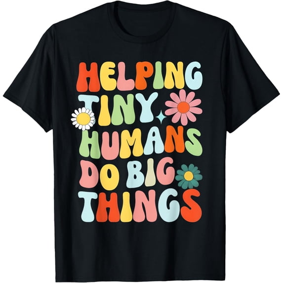 Playful Comfort Tee - Helping Tiny Humans Do Big Things Funny SPED Teacher Retro T-Shirt