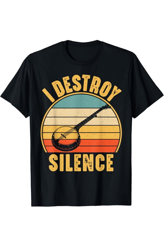 Playful Comfort Tee - I Destroy Silence Banjo Funny Banjo Player T-Shirt