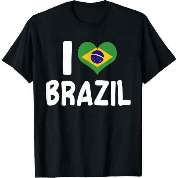 Playful Comfort Tee - I Love Brazil Flag Brazilian Roots T-Shirt