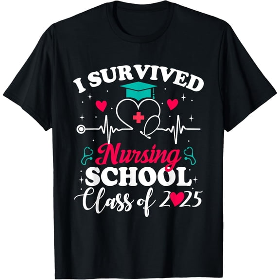 Playful Comfort Tee - I Survived Nursing School Class Of 2025 Nurse School Grad T-Shirt