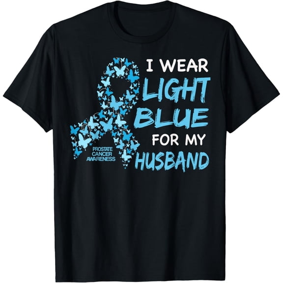 Playful Comfort Tee - I WEAR LIGHT BLUE FOR MY HUSBAND - Prostate cancer awareness T-Shirt