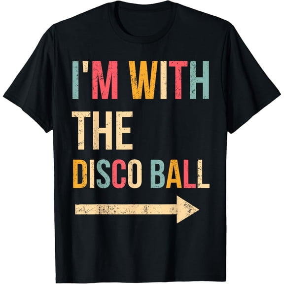 Playful Comfort Tee - I'm With The Disco Ball Halloween Lazy DIY Costume Party T-Shirt, Small, Black