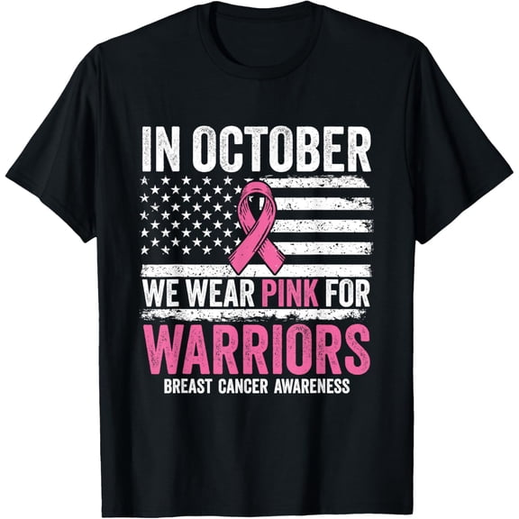 Playful Comfort Tee - In October Wear Pink Support Warrior Breast Cancer Awarenes T-Shirt