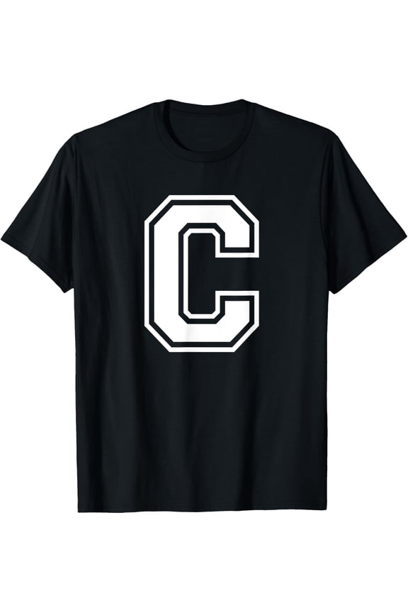 Playful Comfort Tee - Letter C Name Initial Varsity Alphabet Monogram T-Shirt