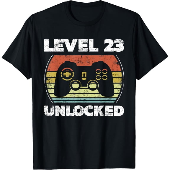 Playful Comfort Tee - Level 23 Unlocked Funny Video Gamer 23rd Birthday T-Shirt