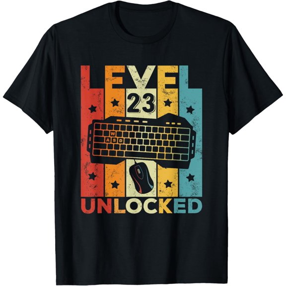 Playful Comfort Tee - Level 23 Unlocked Gaming Keyboard 23rd Birthday Men Women T-Shirt