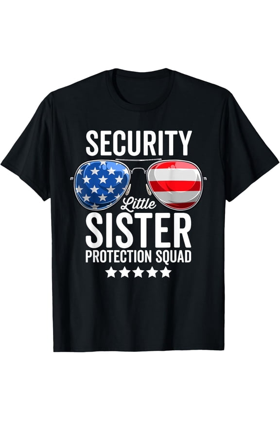 Playful Comfort Tee - Little Sister Protection Squad Funny Big Brother Security T-Shirt
