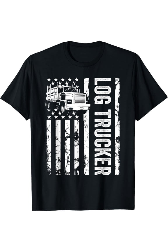 Playful Comfort Tee - Log Trucker USA Flag Funny Logger Logging Birthday Men T-Shirt