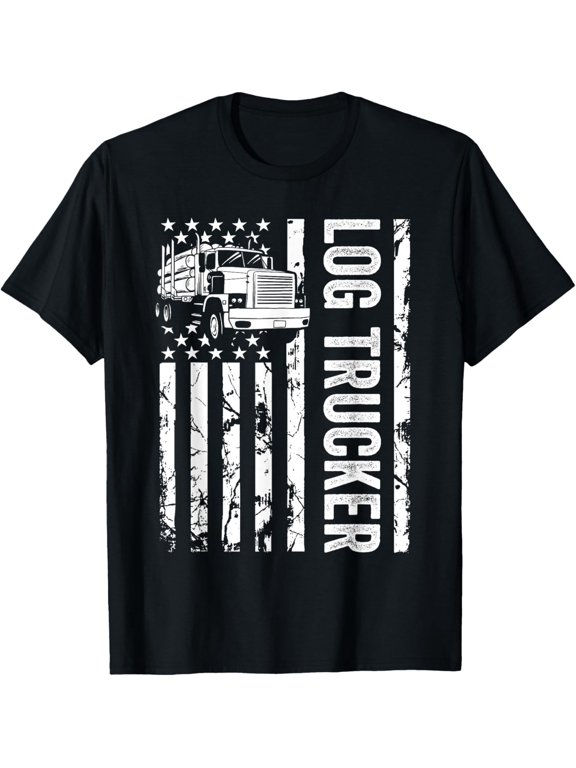 Playful Comfort Tee - Log Trucker USA Flag Funny Logger Logging Birthday Men T-Shirt