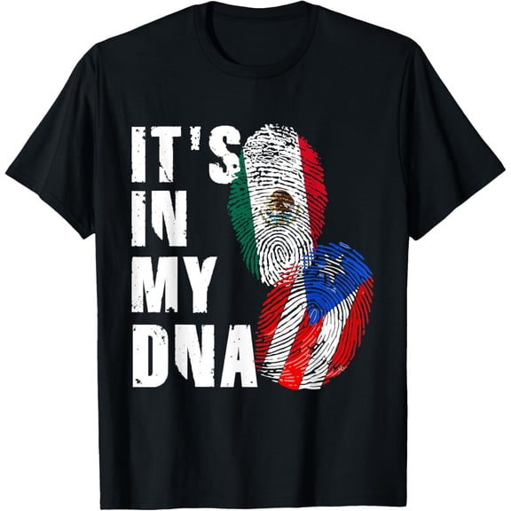 Playful Comfort Tee - Mexican And Puerto Rican DNA Mix Flag Heritage T-Shirt