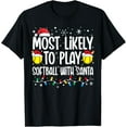 thumbnail image 1 of Playful Comfort Tee - Most Likely To Play Softball With Santa Funny Christmas T-Shirt, 1 of 4