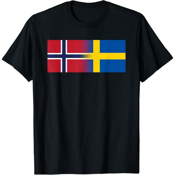 Playful Comfort Tee - Norwegian Swedish Flag Norway Sweden Norge Sverige Heritage T-Shirt