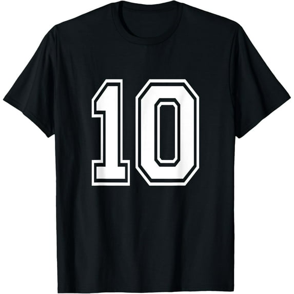 Playful Comfort Tee - Number 10 T-Shirt Birthday Varsity Sports Team Jersey T-Shirt