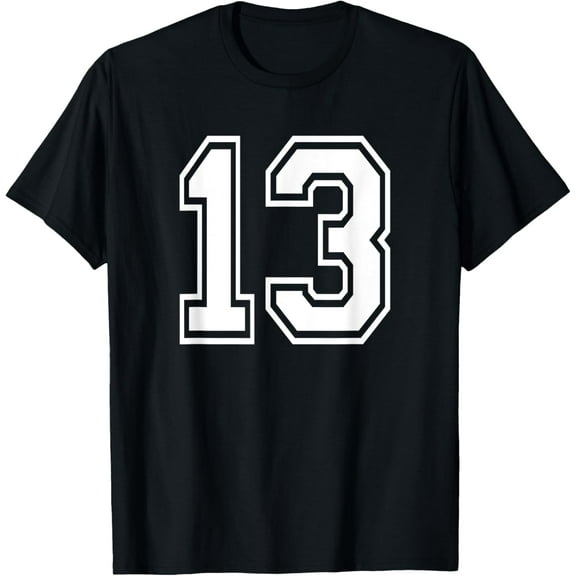 Playful Comfort Tee - Number 13 Numbered Uniform Sports Jersey Team 13th Birthday T-Shirt