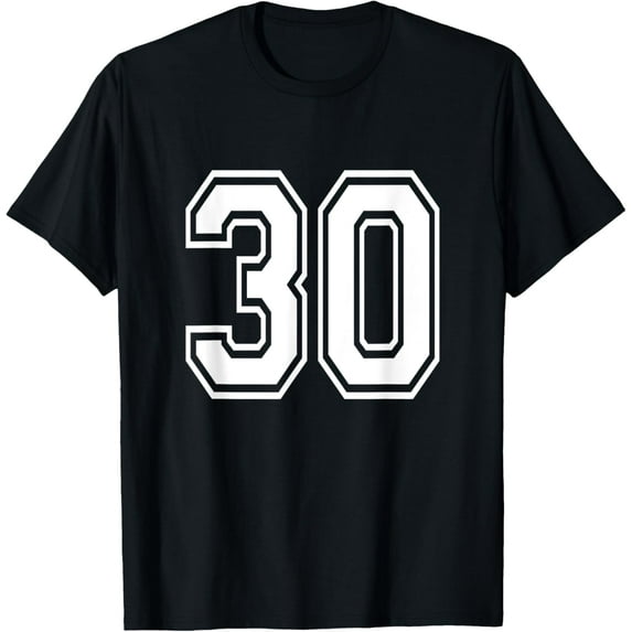 Playful Comfort Tee - Number 30 T-Shirt Birthday Varsity Sports Team Jersey T-Shirt