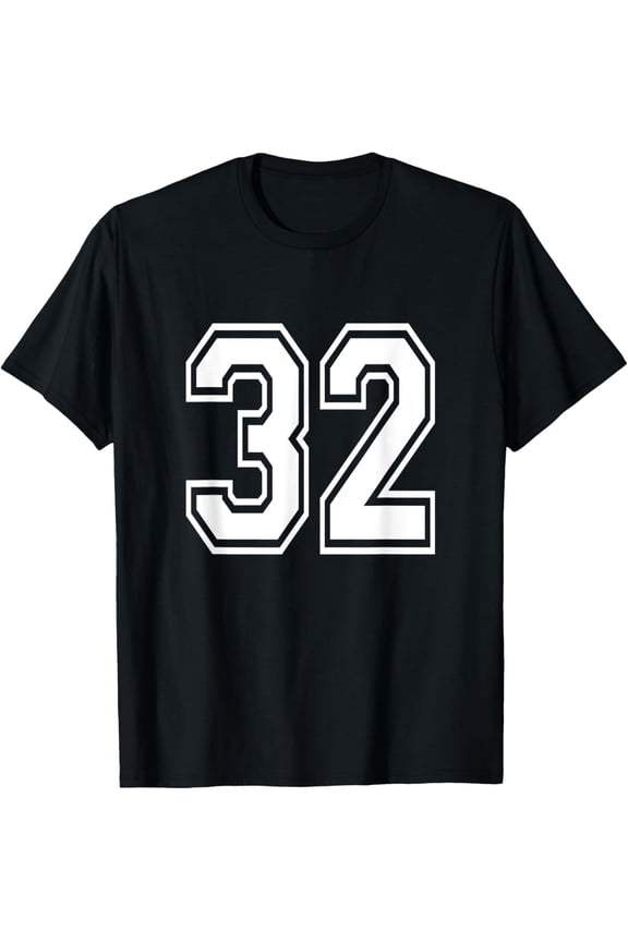 Playful Comfort Tee - Number 32 T-Shirt Birthday Varsity Sports Team Jersey T-Shirt