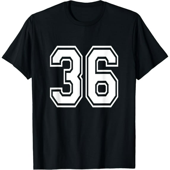 Playful Comfort Tee - Number 36 T-Shirt Birthday Varsity Sports Team Jersey T-Shirt