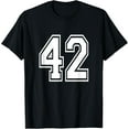 thumbnail image 1 of Playful Comfort Tee - Number 42 T-Shirt Birthday Varsity Sports Team Jersey, 1 of 4