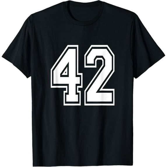 Playful Comfort Tee - Number 42 T-Shirt Birthday Varsity Sports Team Jersey