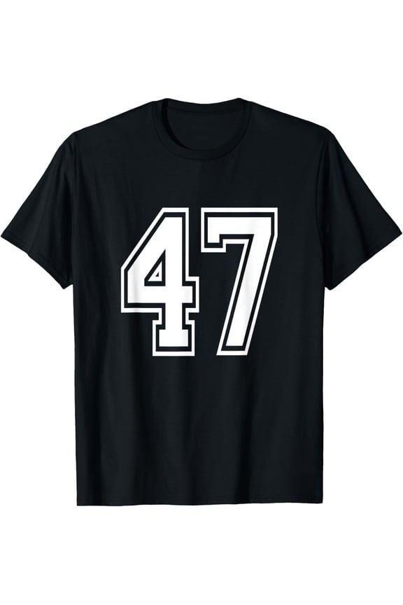 Playful Comfort Tee - Number 47 T-Shirt Birthday Varsity Sports Team Jersey T-Shirt