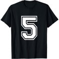 thumbnail image 1 of Playful Comfort Tee - Number 5 T-Shirt Birthday Varsity Sports Team Jersey T-Shirt, 1 of 4