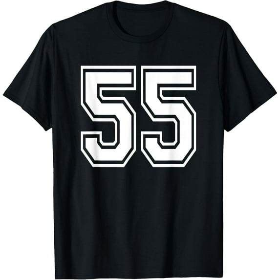 Playful Comfort Tee - Number 55 T-Shirt Birthday Varsity Sports Team Jersey T-Shirt
