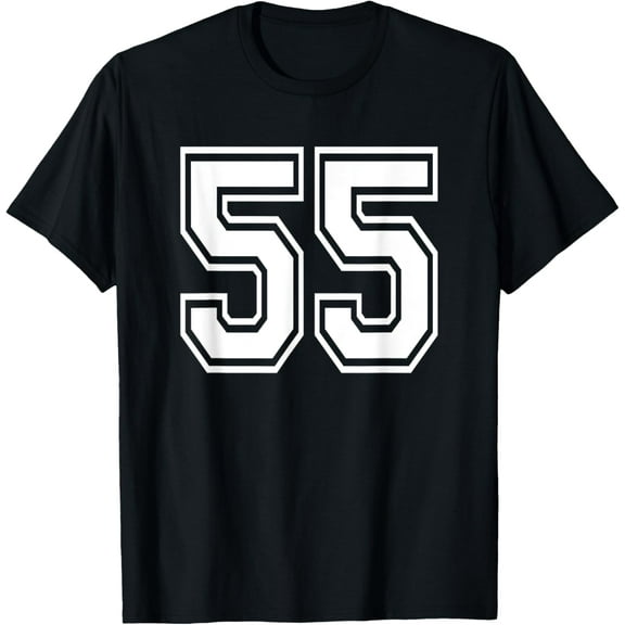 Playful Comfort Tee - Number 55 T-Shirt Birthday Varsity Sports Team Jersey T-Shirt