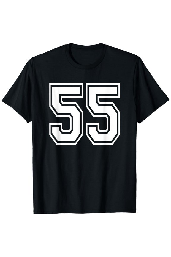 Playful Comfort Tee - Number 55 T-Shirt Birthday Varsity Sports Team Jersey T-Shirt