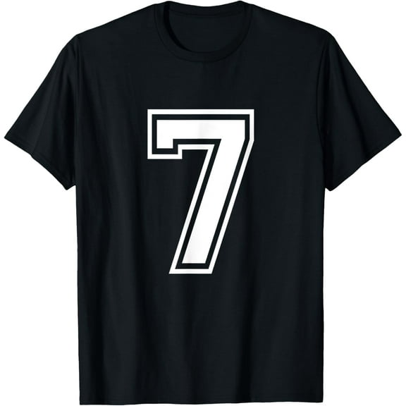 Playful Comfort Tee - Number 7 T-Shirt Birthday Varsity Sports Team Jersey T-Shirt