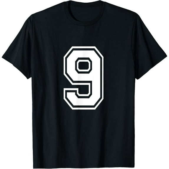 Playful Comfort Tee - Number 9 Varsity Sports Team Jersey 9th Birthday 9 Years T-Shirt