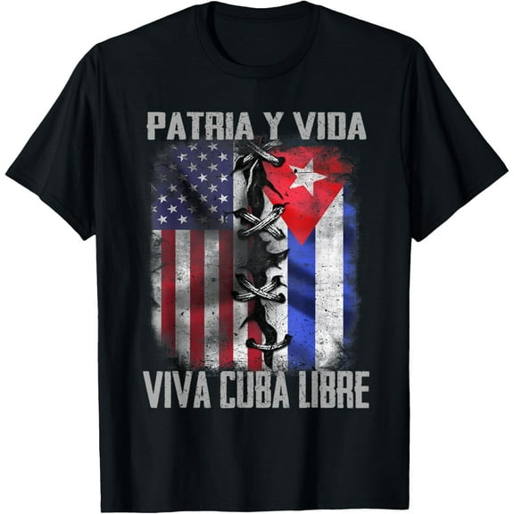 Playful Comfort Tee - Patria y Vida, Viva Cuba Libre, Mens Vintage Cuban T-Shirt