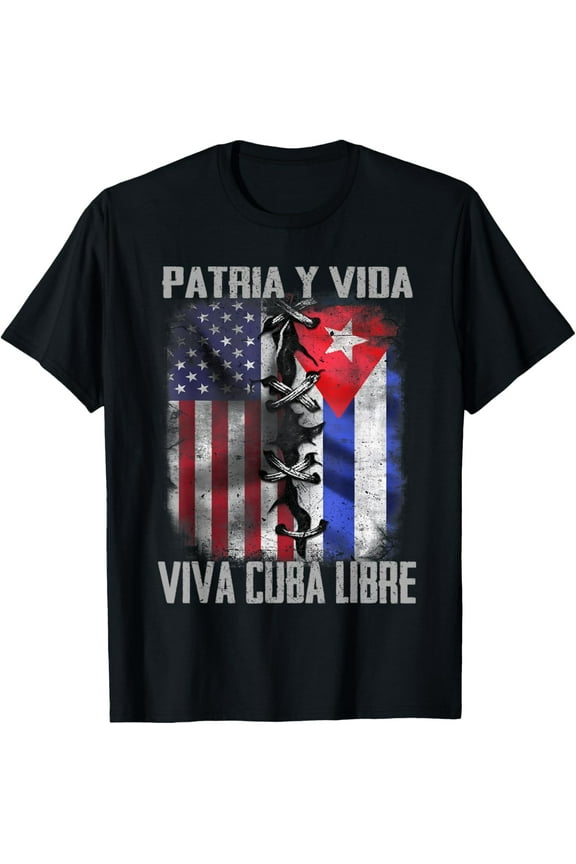 Playful Comfort Tee - Patria y Vida, Viva Cuba Libre, Mens Vintage Cuban T-Shirt