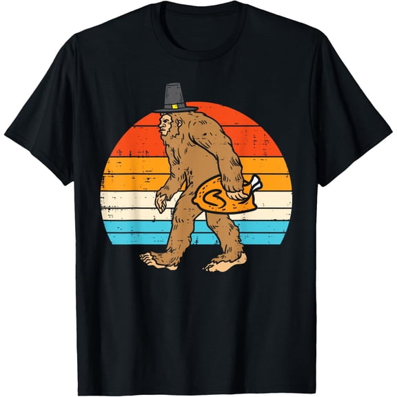 Playful Comfort Tee - Pilgrim Bigfoot Sasquatch Turkey Funny Thanksgiving Men T-Shirt