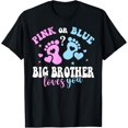 thumbnail image 1 of Playful Comfort Tee - Pink Or Blue Big Brother Loves You Baby Gender Reveal Party T-Shirt, 1 of 4