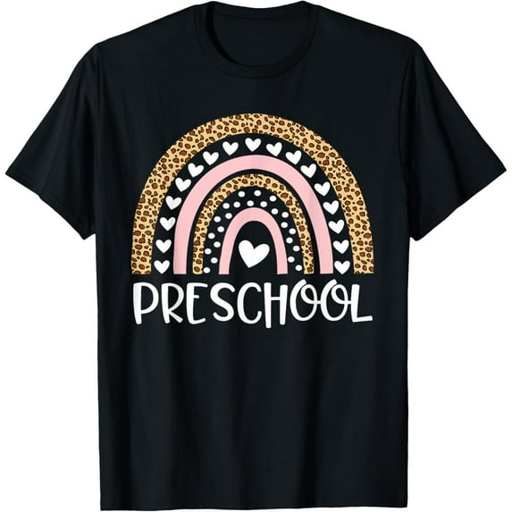 Playful Comfort Tee - Preschool Teacher Leopard Rainbow Teacher Back To School T-Shirt