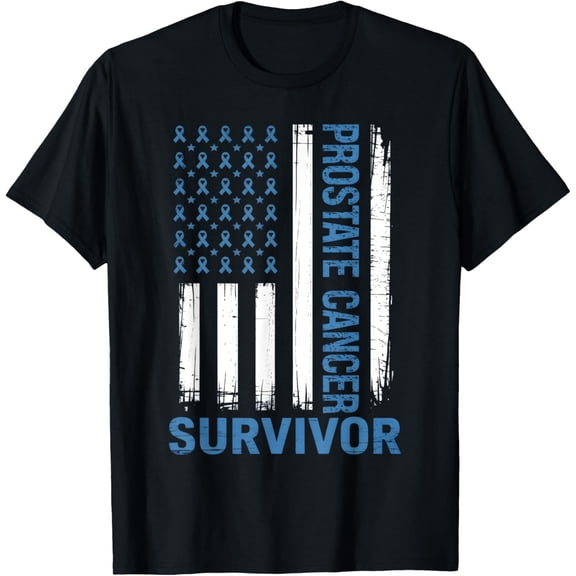 Playful Comfort Tee - Prostate Cancer Survivor Vintage Flag Ribbon T-Shirt