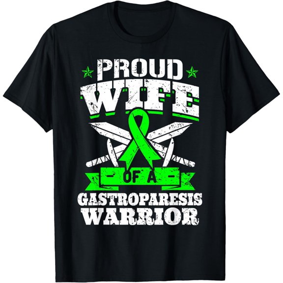 Playful Comfort Tee - Proud Wife Of A Gastroparesis Warrior Green Awareness Ribbon T-Shirt
