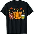 thumbnail image 1 of Playful Comfort Tee - Pumpkin Coffee Football Cute Thanksgiving Fall Men Boys Kids T-Shirt, 1 of 4