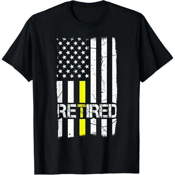 Playful Comfort Tee - Retired Dispatcher Patriotic Us Flag Thin Line Gold Shirt Women Men T-Shirt