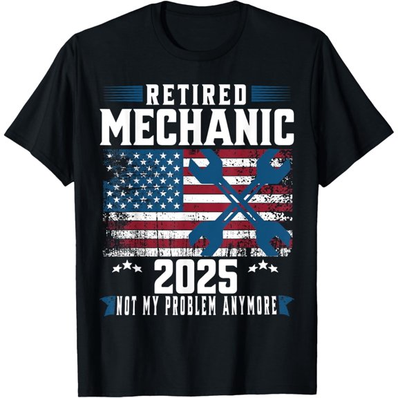 Playful Comfort Tee - Retirement 2025 Mechanic Auto Repairman American Flag Funny T-Shirt