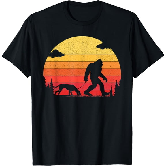 Playful Comfort Tee - Retro Bigfoot Silhouette Walking Bloodhound Dog T-Shirt