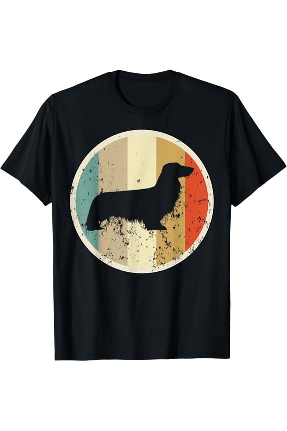 Playful Comfort Tee - Retro Vintage Grunge Style Long haired Dachshund Dog T-Shirt