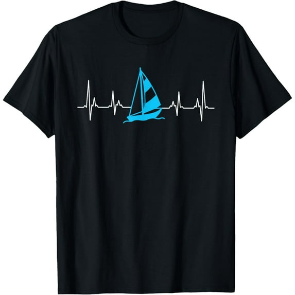 Playful Comfort Tee - Sailing boat gift men's heartbeat ECG heart line sailor T-Shirt